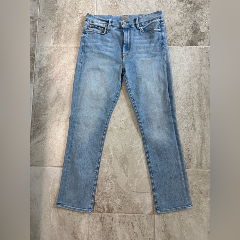 MOTHER Blue Ankle Cropped Jeans